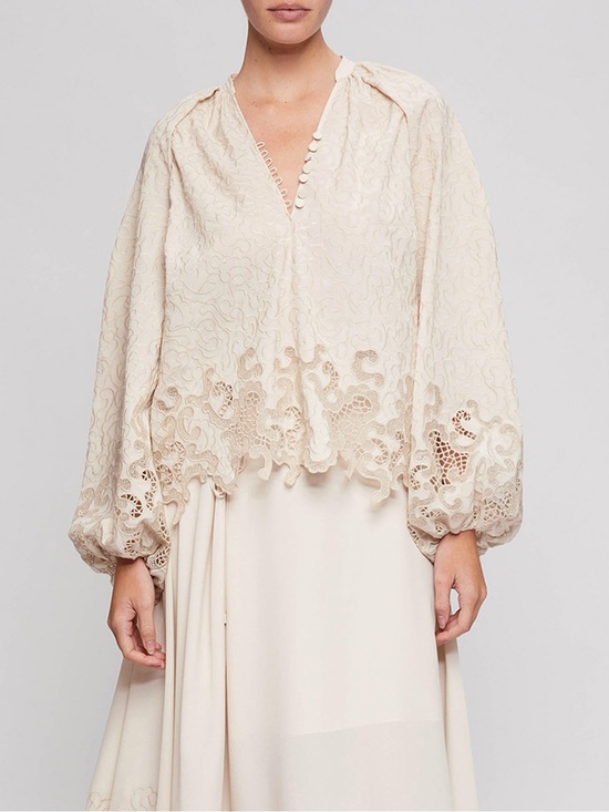 Jonathan Simkhai Tops - Jonathan Simkhai Jaid Embroidered Eyelet Blouse Size XS NEW Chantilly